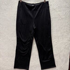 Lands' End Fleece Lined Active Pants Women’s XL 18 Black Stretch Outdoors Warm